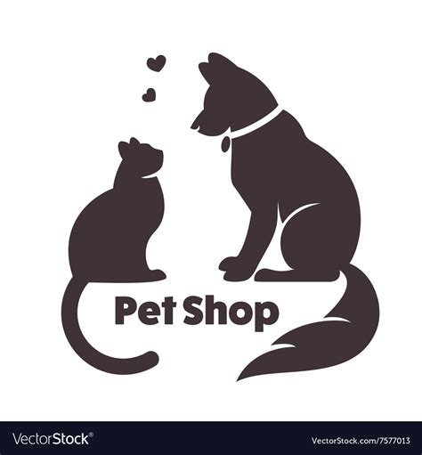 Cat and dog together at vet. Cat and dog signs and logo Royalty Free Vector Image