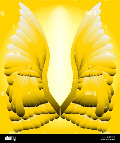 A Large Pair Of Golden Angelic Wings Stock Photo Alamy