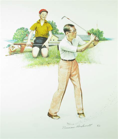 Norman Rockwell Golf Lithograph On Paper Limited Edition Norman