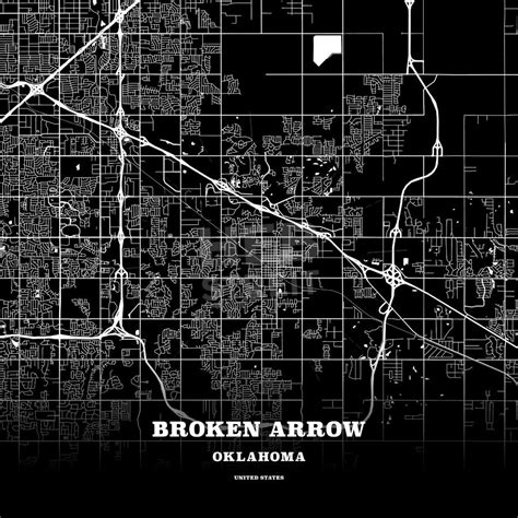 Black Map Poster Template Of Broken Arrow Oklahoma United States