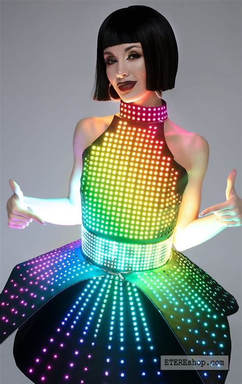 Smart Led Light Up Eva Dress With A Choker With A Plastic Base H44
