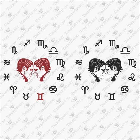 Gemini Zodiac Sign SVG Cut File TeeDesignery
