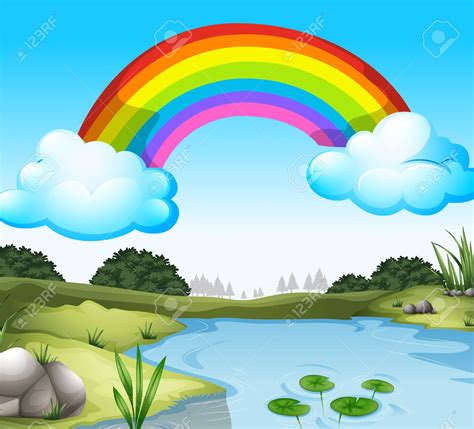 How To Draw A Rainbow Scenery How To Draw Easy And Simple Scenery For