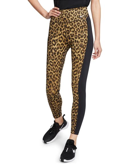 Nike One Leopard Print Leggings In Black Lyst