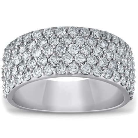 Pompeii3 2 34 Ct Pave Diamond Wide Wedding Ring Womens Anniversary Ring 14k White Gold