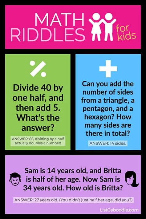 30 Math Riddles For Kids With Answers Of Course Listcaboodle