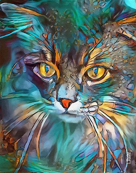 Nikky Cat Mix Media On Panel 70x55 Painting By Lroche