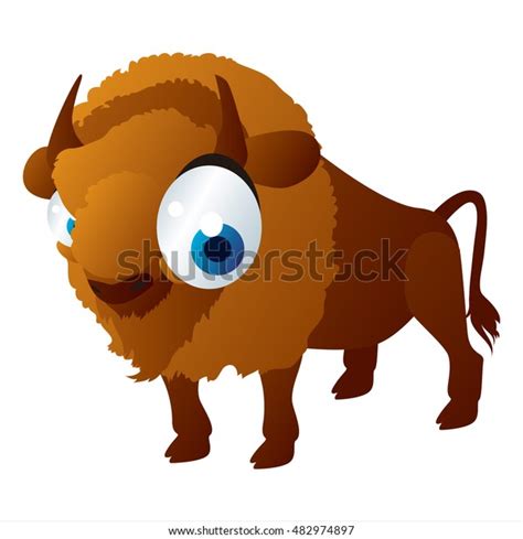 Vector Cartoon Cute Animals Funny Bison Stock Vector Royalty Free