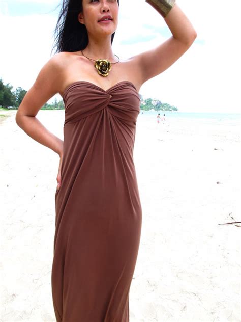 Dark Brown Strapless Beach Evening Long Maxi Sun Dress All Etsy
