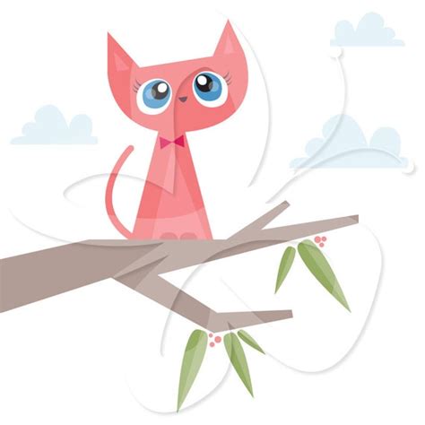 Cat Stuck In A Tree Clip Art Clipart Set By Collectivecreation