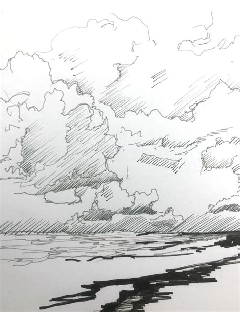 How To Draw Clouds With Pen Improve Drawing Cloud Drawing