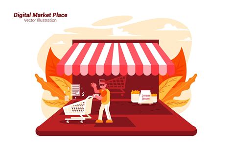 Market Place Vector Illustration By Aqr Studio On Creativemarket