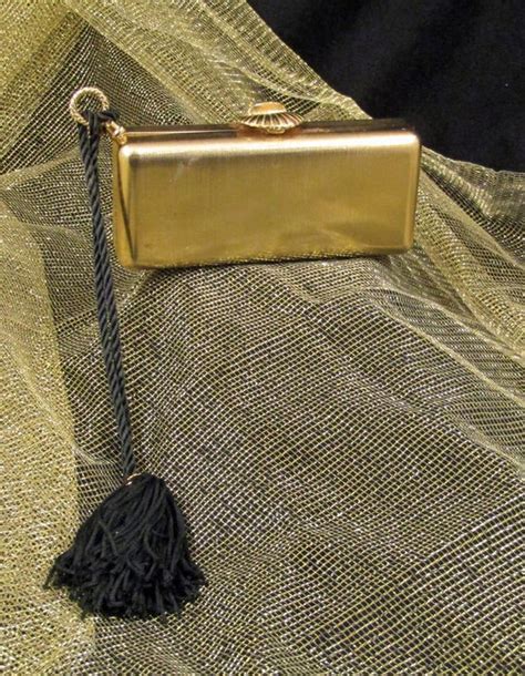 Elizabeth Arden Gold Metal Box Clutch Handbag Circa 1980 Etsy