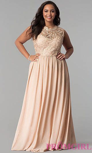 Chiffon Lace Bodice Plus Size Prom Dress In Taupe Dresses Plus Size