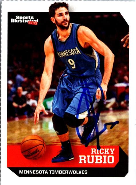 Ricky Rubio Autographed Basketball Card Minnesota Timberwolves 2016