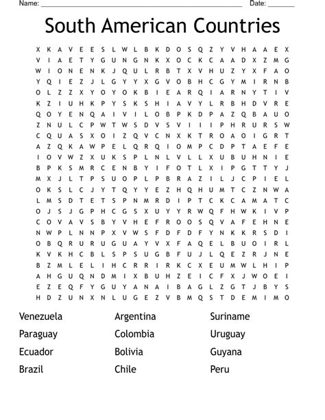 South American Countries Word Scramble WordMint