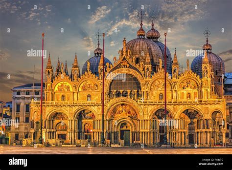 The Patriarchal Cathedral Basilica Of Saint Mark In Venice Italy Stock