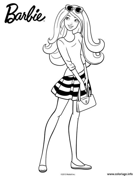 Coloriage Barbie En Jupe Rayee