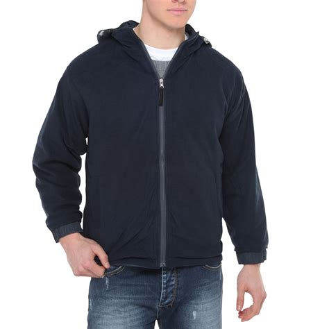 Mens Hooded Reversible Thermo Fleece Lined Waterproof Warm Zip Jacket