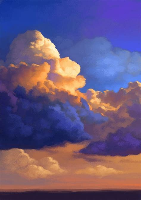 Colorful Digital Paintings Of Clouds Watercolor Clouds Cloud