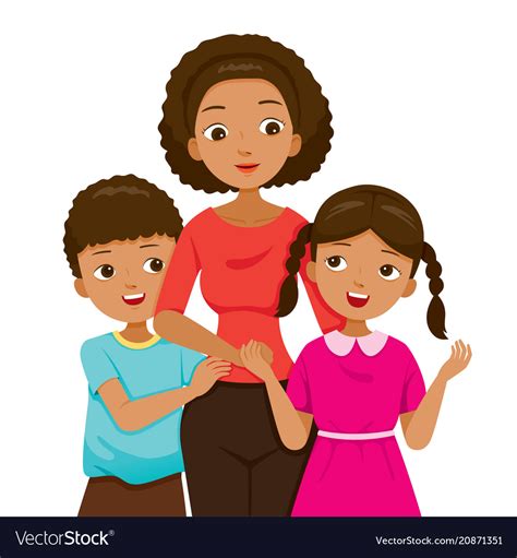 daughter and son hugging their mother royalty free vector
