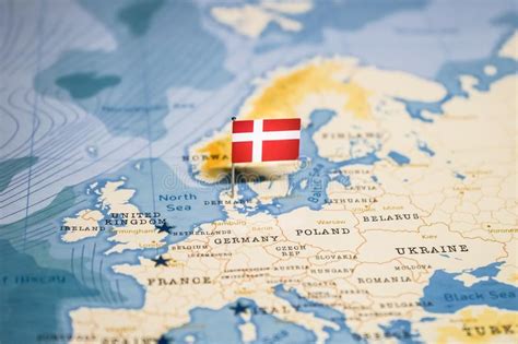 The Flag Of Denmark In The World Map Stock Photo Image Of