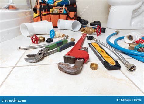Plumbing Tools In The Bathroom Stock Image Image Of Interior Industrial