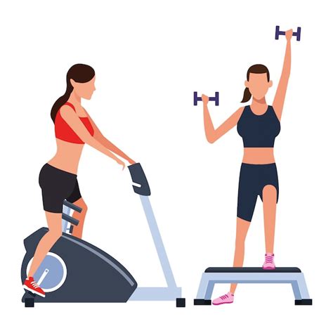 Premium Vector Women Working Out In The Gym