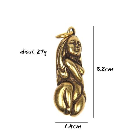 Retro Brass Naked Beauty Women Keychain Lanyard Pendants Jewelry Metal