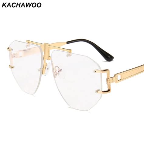 Buy Kachawoo Man Rimless Eyeglasses Frameless Oversized Gold Metal Retro