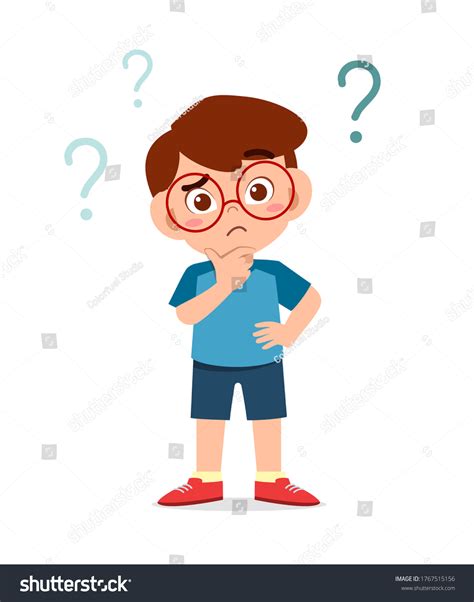 Cute Little Kid Boy Think Question Stock Vector Royalty Free