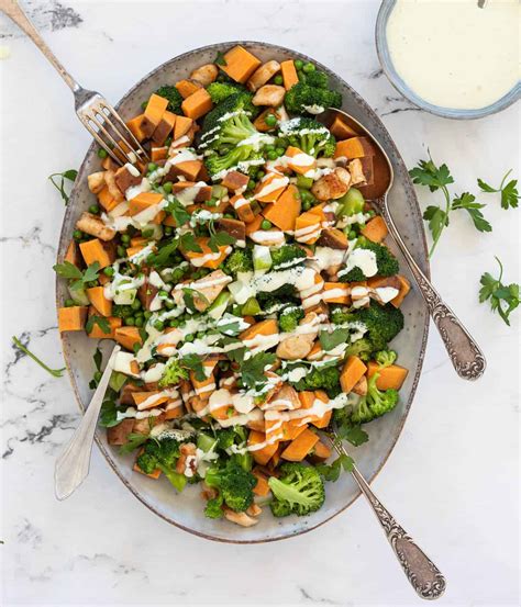 Zoete aardappelsalade snelle maaltijd