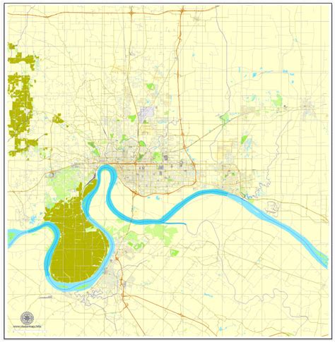 Evansville Printable Map Indiana Us City Plan Adobe Illustrator