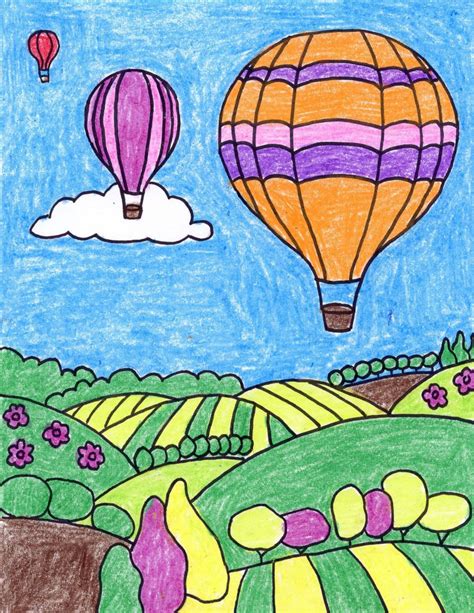 Draw A Hot Air Balloon Hot Air Balloon Art Projects