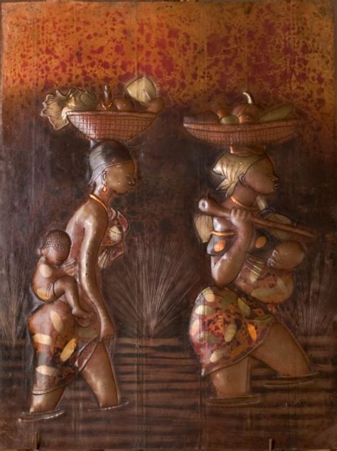 African Copper Art Tribal Mothers With Babies And Baskets Of Etsy