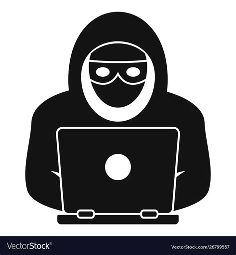Laptop Hacker Icon Simple Style Royalty Free Vector Image