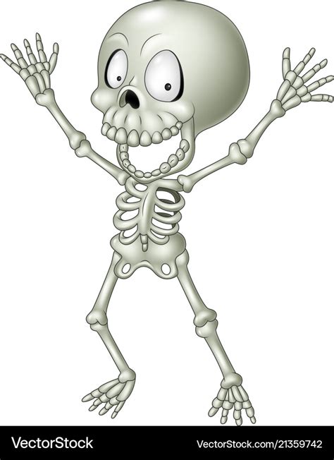 Funny Skeleton Isolated On White Vector Cartoon Illustration