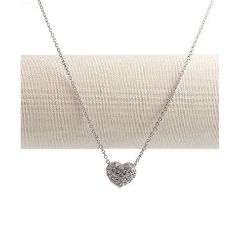 Swarovski Rhodium And Crystal Pave Heart Pendent Necklace Crystal