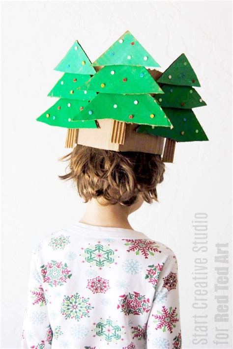 Christmas Tree Hat From Cardboard Red Ted Art Make Crafting With