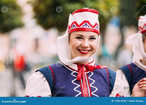 Gomel Belarus Woman In National Traditional Belarusian Folk Et