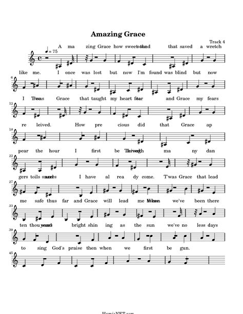 And if you want an even more beautiful piano arrangement of amazing grace, please visit my new and tiny site, singthebiblestory.com. Amazing Grace Sheet Music - Amazing Grace Score • HamieNET.com