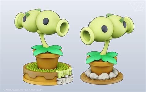 3d Print Model Plants Vs Zombies Split Pea Cgtrader