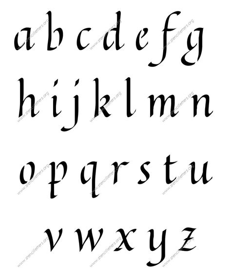 Longhand Calligraphy Uppercase And Lowercase Letter Stencils A Z 14 To