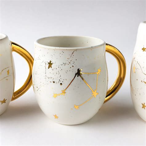 Constellation Mug In White And Gold Astrological Sign Mug Zodiac