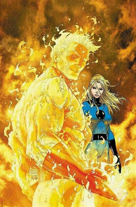 Human Torch And Invisible Woman Art By Michael Turner Marvel Comics