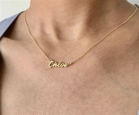 14k Solid Gold Name Necklace Name Necklace Gold Name Etsy Gold Name