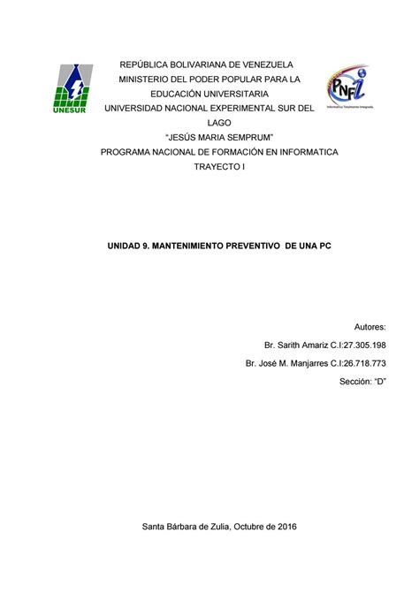 Informe De Mantenimiento Preventivo By Jose Manjarres Issuu