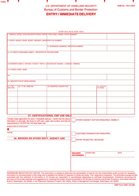 Top Cbp Form 3461 Templates Free To Download In Pdf Format