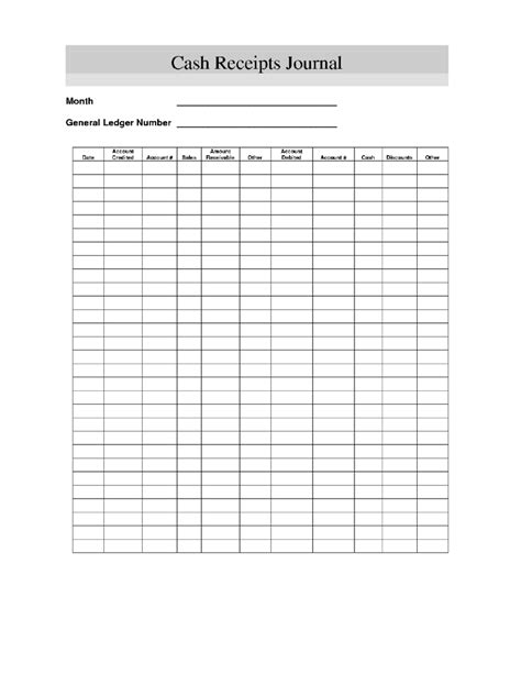 2021 Cash Receipts Journal Template Fillable Printable 2021 Cash