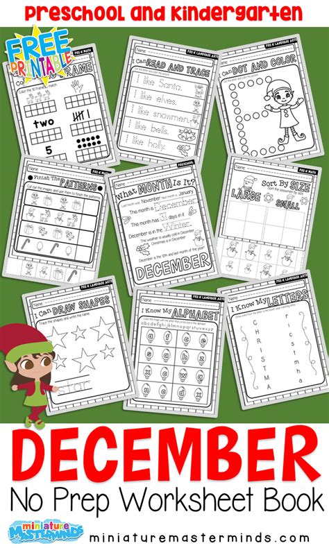 December No Prep Preschool Pack Christmas Themed Worksheets And
